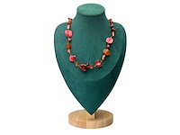 Collier zoetwater parels, gepolijst parelmoer en amber - afbeelding 1 van  5