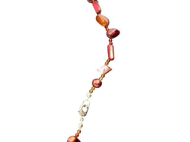 Collier zoetwater parels, gepolijst parelmoer en amber - afbeelding 5 van  5