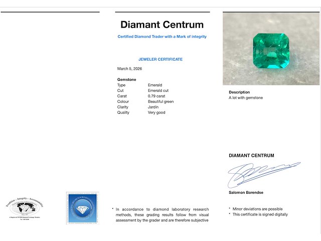 Colombiaanse smaragd 0.79 carat natuurlijke smaragd hoge kwaliteit - afbeelding 3 van  5