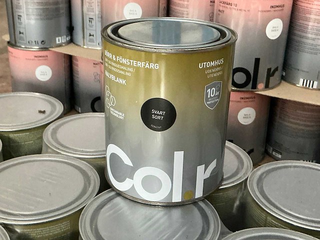 Col.r zwarte deur- en raam buitenverf 1l (66x) - afbeelding 1 van  5