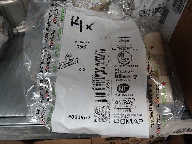 Comap - 9130p20 - ø20x2 - t-stuk push pers (14x) - afbeelding 1 van  1