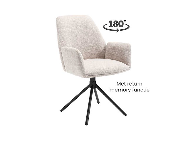 Combi deal mango 180x100 tafel 4 stoelen boucle beige - afbeelding 2 van  3