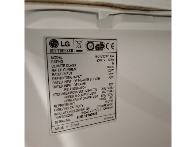 Combi koelkast a++, lg no frost, gcb359plqa, grijs / chroom - afbeelding 5 van  6