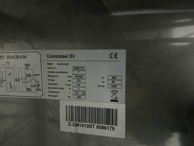 Combisteel e-gn1410bt rvs dubbeldeurs vrieskast - afbeelding 4 van  4