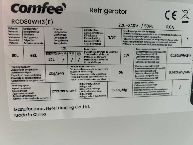 Comfee rcd80wh3(e) koelkast | bomann gs 7253 | retourartikelen - afbeelding 2 van  5