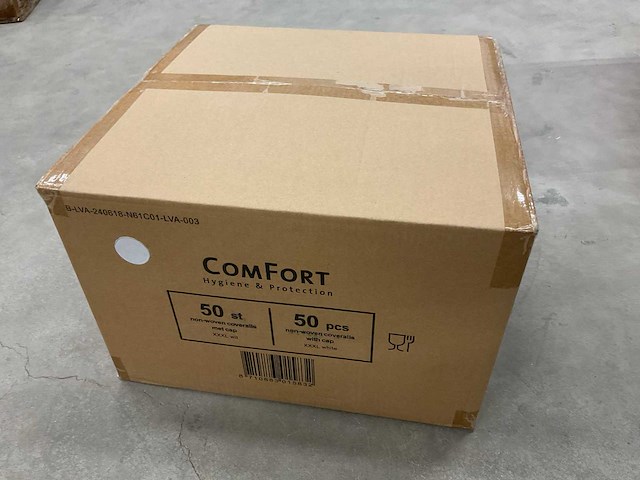 Comfort xxxl non-woven doos á 50 stuks coveralls met cap - afbeelding 2 van  3