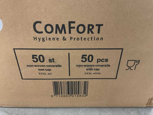 Comfort xxxl non-woven doos á 50 stuks coveralls met cap - afbeelding 3 van  3