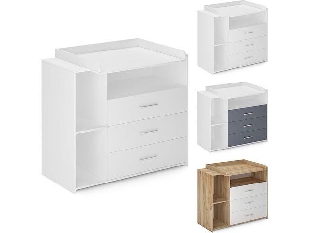 Commode met 3 laden en 3 open vakken infantastic, wit - afbeelding 1 van  5