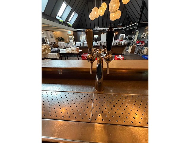 Compleet barmeubel met 2 dubbele tapkranen, achterwand, lekblad, spoelbak, etc. - afbeelding 6 van  19