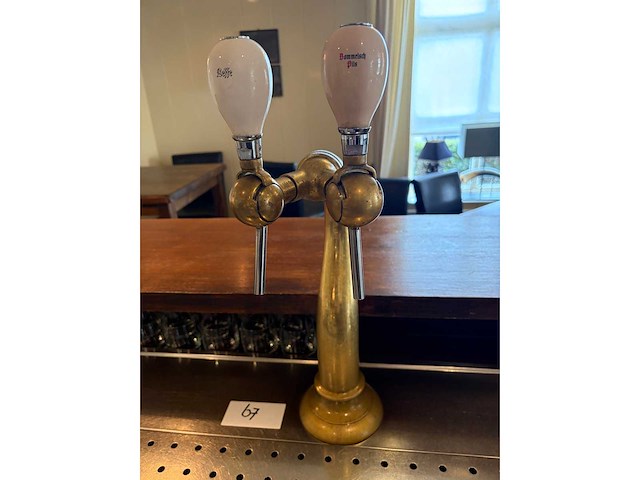 Compleet barmeubel met messing dubbele tapkraan, lekblad. etc. - afbeelding 7 van  10