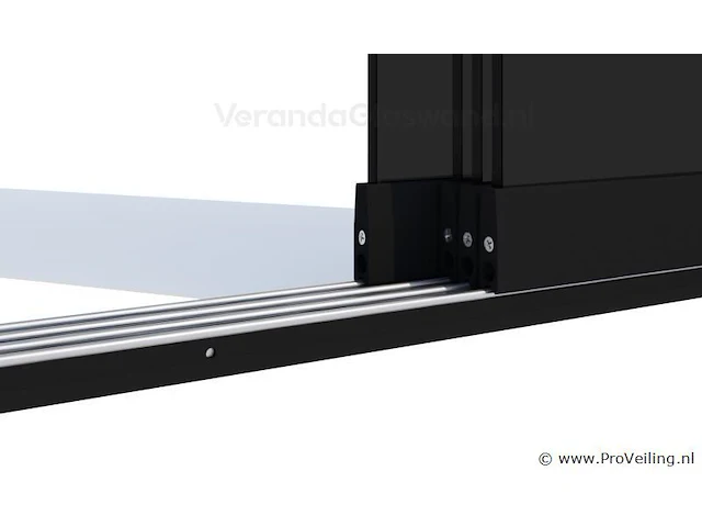 Compleet glazen schuifdeursysteem 3 deurs, veiligheidsglas 10 mm, 3030 mm breed, 3 stuks deuren 1030 mm 2550 mm hoog, antraciet lichtgrijs ral 7016 - afbeelding 10 van  14