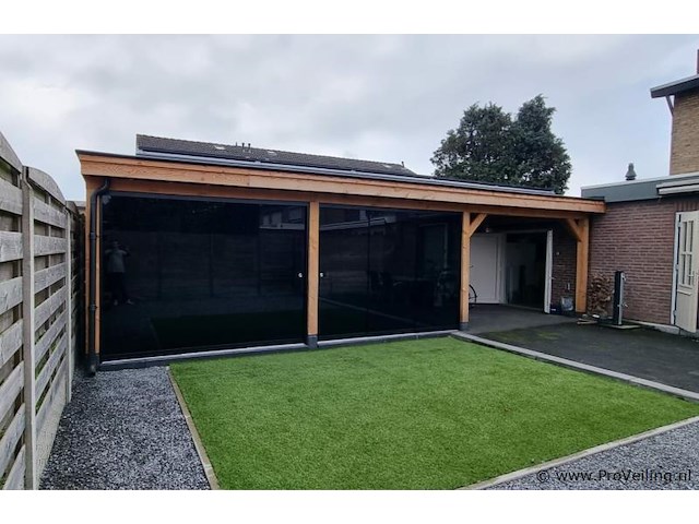 Compleet glazen schuifdeursysteem 4 deurs, veiligheidsglas 10 mm, 4030 mm breed, 4 stuks deuren 1030 mm 2600 mm hoog, mat zwart ral 9005 - afbeelding 8 van  14