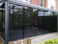 Compleet glazen schuifdeursysteem 5 deurs, veiligheidsglas 10 mm, 4680 mm breed, 5 stuks deuren 960 mm 2650 mm hoog, mat zwart ral 9005 - afbeelding 11 van  14