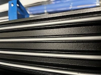 Compleet glazen schuifdeursysteem 5 deurs, veiligheidsglas 10 mm, 4680 mm breed, 5 stuks deuren 960 mm 2450 mm hoog, mat zwart ral 9005 - afbeelding 11 van  13