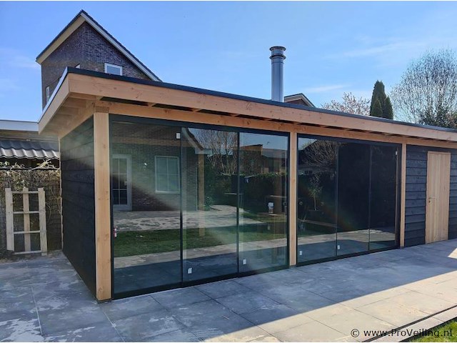 Compleet glazen schuifdeursysteem 7 deurs, veiligheidsglas 10 mm, 6540 mm breed, 7 stuks deuren 960 mm 2150 mm hoog, antraciet ral 7016 - afbeelding 14 van  14