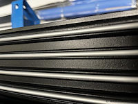 Compleet glazen schuifdeursysteem 7 deurs, veiligheidsglas 10 mm, 7030 mm breed, 7 stuks deuren 1030 mm 2500 mm hoog, antraciet ral 7016 - afbeelding 11 van  13