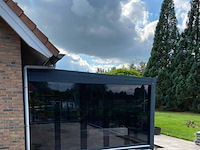 Compleet glazen schuifdeursysteem 7 deurs, veiligheidsglas 10 mm, 7030 mm breed, 7 stuks deuren 1030 mm 2400 mm hoog, mat zwart ral 9005 - afbeelding 4 van  14