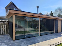 Compleet glazen schuifdeursysteem 7 deurs, veiligheidsglas 10 mm, 7030 mm breed, 7 stuks deuren 1030 mm 2500 mm hoog, antraciet ral 7016 - afbeelding 14 van  14
