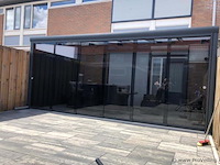 Compleet glazen schuifdeursysteem 7 deurs, veiligheidsglas 10 mm, 7030 mm breed, 7 stuks deuren 1030 mm 2600 mm hoog, antraciet ral 7016 - afbeelding 13 van  14