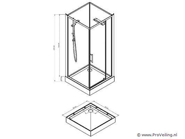Complete doucheopstelling turtle - 85x85x210cm - afbeelding 2 van  2