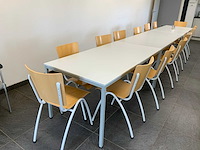 Complete kantine set bestaande uit 14 stoelen en 3 tafels - afbeelding 2 van  9