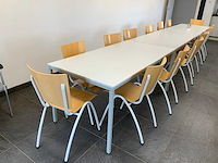 Complete kantine set bestaande uit 14 stoelen en 3 tafels - afbeelding 3 van  9