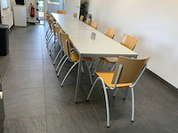 Complete kantine set bestaande uit 14 stoelen en 3 tafels - afbeelding 4 van  9