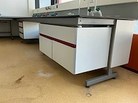 Complete laboratoriuminrichting met werkeiland, werkbanken, 4 spoelbakken, boilers en 13 argon-koppelingen - afbeelding 2 van  35