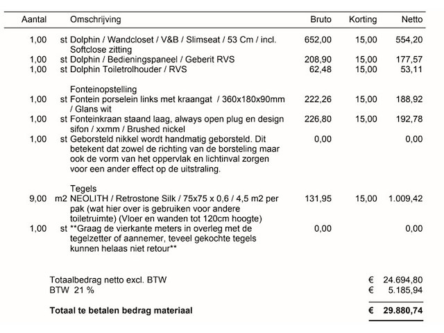 Complete luxe badkamer- en toiletruimtes (4 ruimtes), ca. 62 m² tegelwerk – geberit/neolith/ivy/dolphin - afbeelding 3 van  35