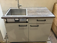 Complete pantry / keukenblok met bovenkasten, lichtgrijs/wit, grijsbruin houtdecor werkblad, | 102,5 cm | bovenkasten 100 cm | 2 pallets - afbeelding 2 van  7