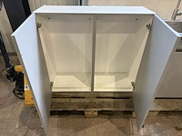 Complete pantry / keukenblok met bovenkasten, lichtgrijs/wit, grijsbruin houtdecor werkblad, | 102,5 cm | bovenkasten 100 cm | 2 pallets - afbeelding 5 van  7