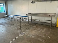 Complete rvs productielijn met transportband, bunker en werktafel - afbeelding 1 van  11