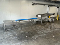 Complete rvs productielijn met transportband, bunker en werktafel - afbeelding 5 van  11