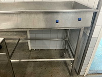 Complete rvs productielijn met transportband, bunker en werktafel - afbeelding 2 van  14