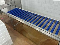 Complete rvs productielijn met transportband, bunker en werktafel - afbeelding 9 van  14