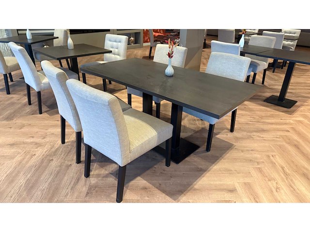 Complete set restaurantmeubilair bestaande uit 12 restauranttafels en 24 restaurantstoelen - afbeelding 11 van  11