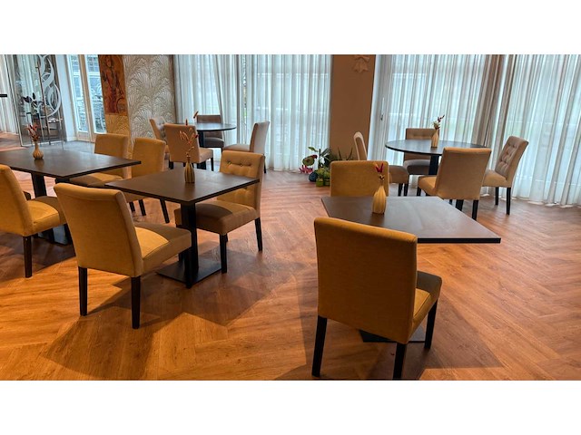 Complete set restaurantmeubilair bestaande uit 12 restauranttafels en 24 restaurantstoelen - afbeelding 4 van  11