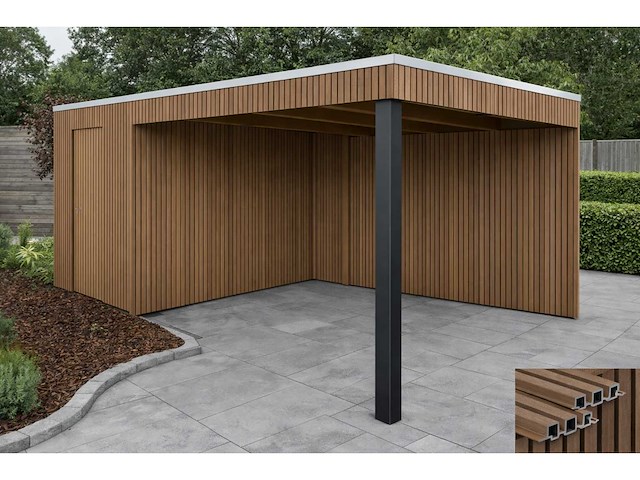 Composiet berging met overkapping - 650x400x230 cm - afbeelding 1 van  3