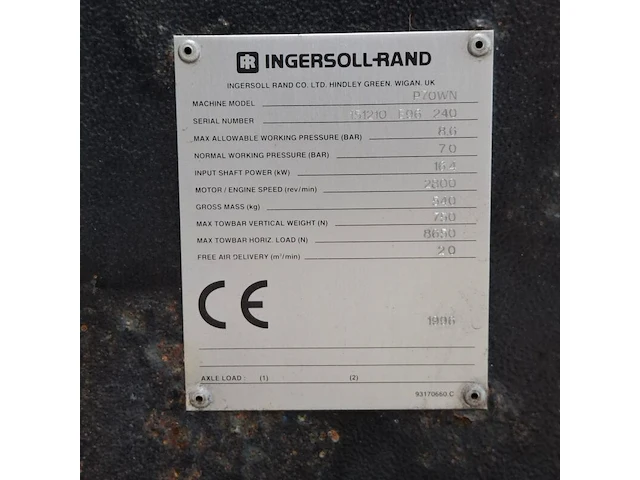 Compressor aanhanger, ingeroll rand, p70wn, 1996 - afbeelding 8 van  26