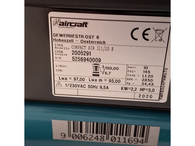 Compressor, aircraft, compact-air 311-20e, 2020 - afbeelding 5 van  14