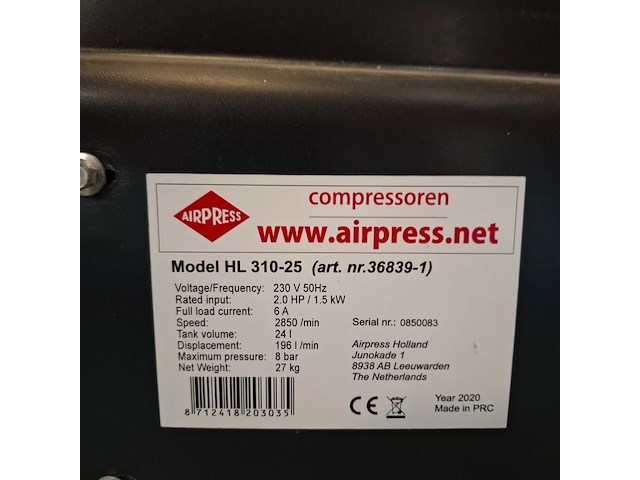 Compressor airpress, hl 310-25, bouwjaar 2020 - afbeelding 2 van  5