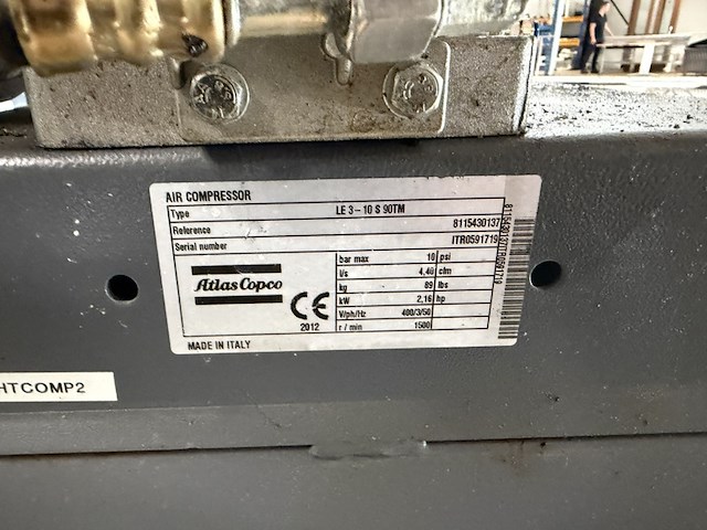 Compressor atlas copco, le3-10 s90tm - afbeelding 2 van  3