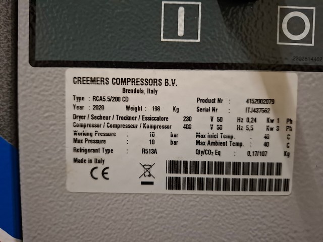 Compressor, creemers, rca5.5/200 cd, 2020 - afbeelding 5 van  8