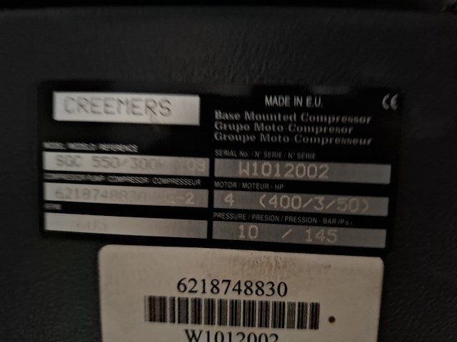 Compressor creemers, sgc 550 300k 10b, bouwjaar 2010 - afbeelding 5 van  8