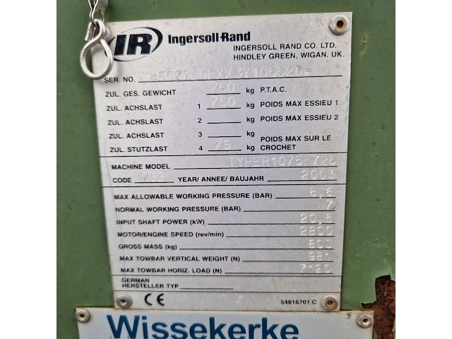 Compressor mobiel, ingersoll-rand, typer1075f726, 2003 - afbeelding 35 van  39