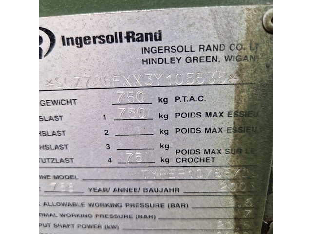 Compressor mobiel, ingersoll-rand, typer1075f726, 2003 - afbeelding 2 van  31