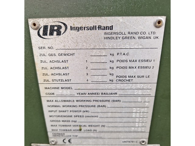 Compressor mobiel, ingersoll-rand, typer1075f726, 2003 - afbeelding 46 van  48