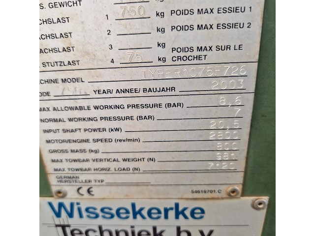 Compressor mobiel, ingersoll-rand, typer1075f726, 2003 - afbeelding 11 van  23