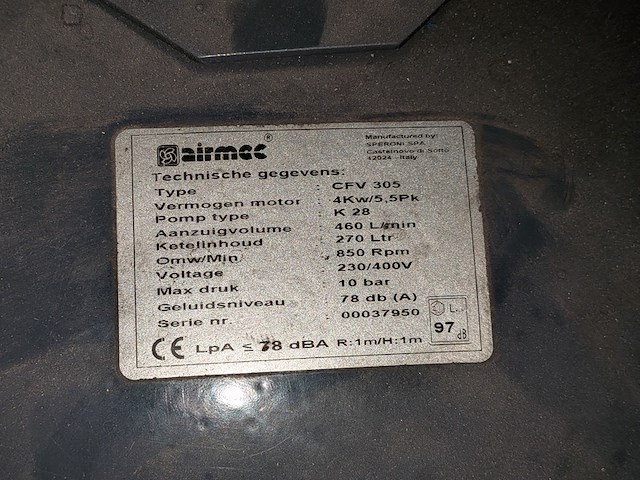 Compressor opstelling airmec - afbeelding 4 van  6