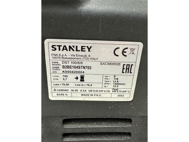Compressor, stanley, dst 100/8/6, geel - afbeelding 4 van  4